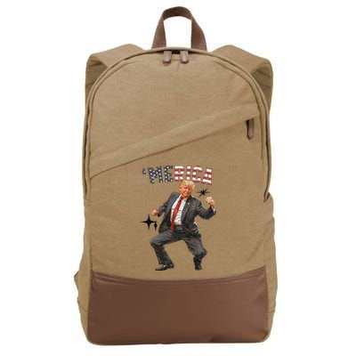 Merica Trump Happy 4th Of July Trump American Flag Cotton Canvas Backpack