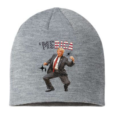 Merica Trump Happy 4th Of July Trump American Flag Sustainable Beanie