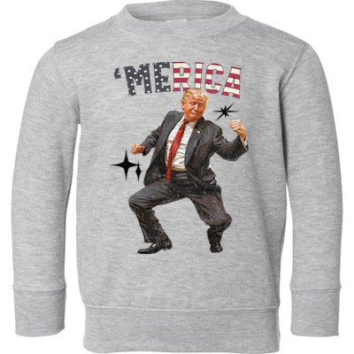 Merica Trump Happy 4th Of July Trump American Flag Toddler Sweatshirt