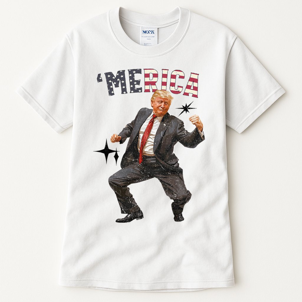 Merica Trump Happy 4th Of July Trump American Flag Tall T-Shirt