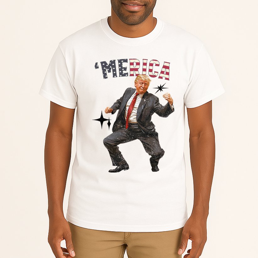 Merica Trump Happy 4th Of July Trump American Flag Tall T-Shirt