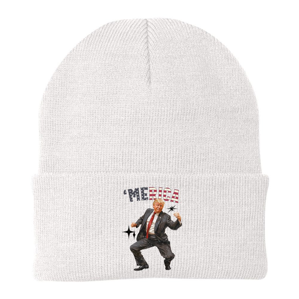 Merica Trump Happy 4th Of July Trump American Flag Beanie
