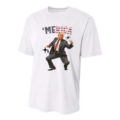 Merica Trump Happy 4th Of July Trump American Flag Youth Performance Sprint T-Shirt