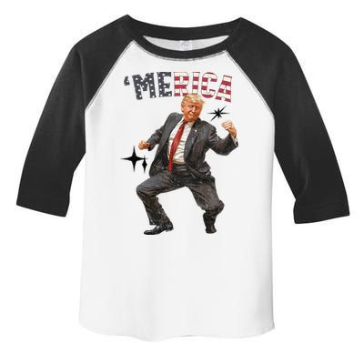 Merica Trump Happy 4th Of July Trump American Flag Toddler Fine Jersey T-Shirt