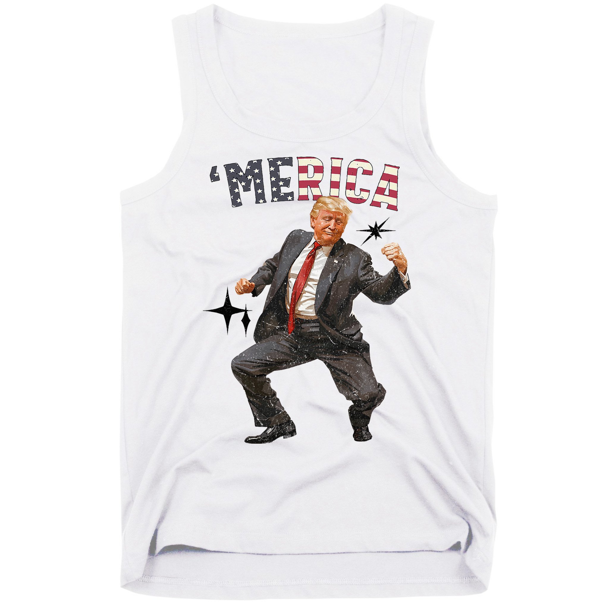 Merica Trump Happy 4th Of July Trump American Flag Tank Top