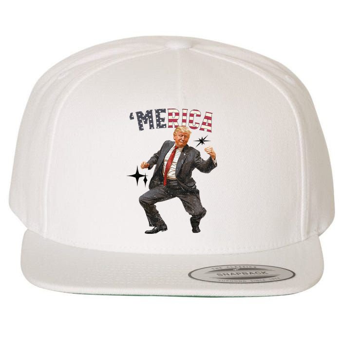 Merica Trump Happy 4th Of July Trump American Flag Wool Snapback Cap