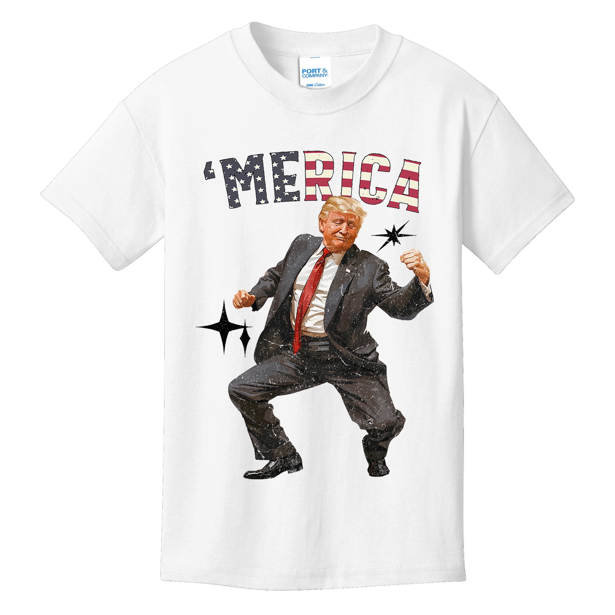 Merica Trump Happy 4th Of July Trump American Flag Kids T-Shirt