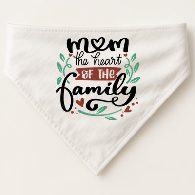 Mom The Heart Of The Family Cute Gift USA-Made Doggie Bandana