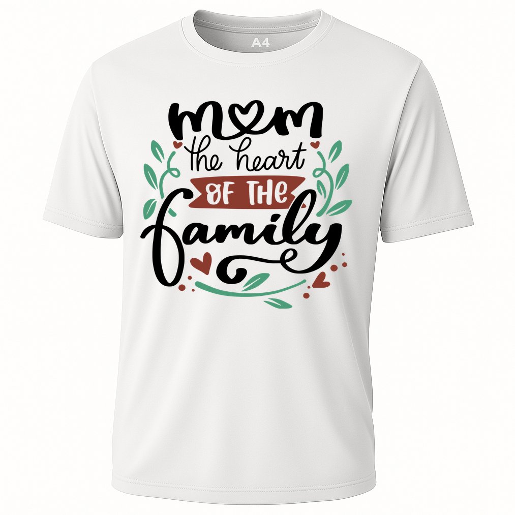 Mom The Heart Of The Family Cute Gift Cooling Performance Crew T-Shirt