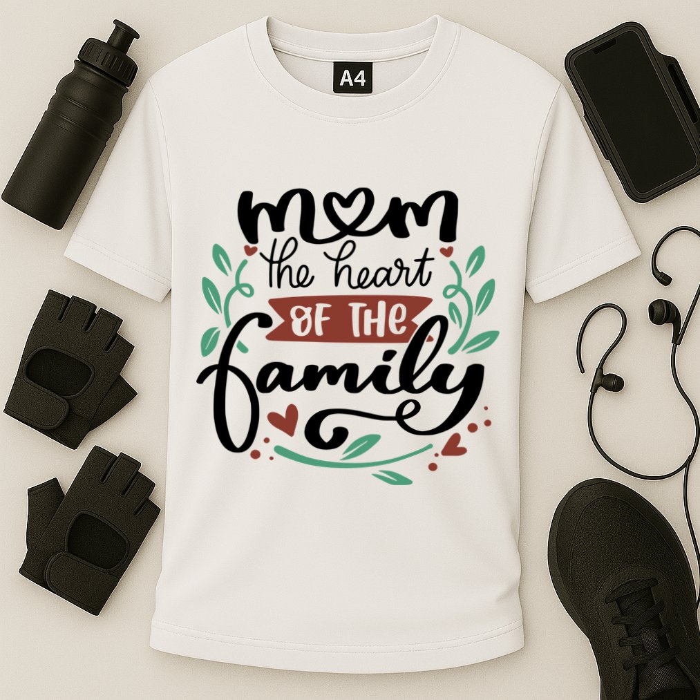 Mom The Heart Of The Family Cute Gift Cooling Performance Crew T-Shirt