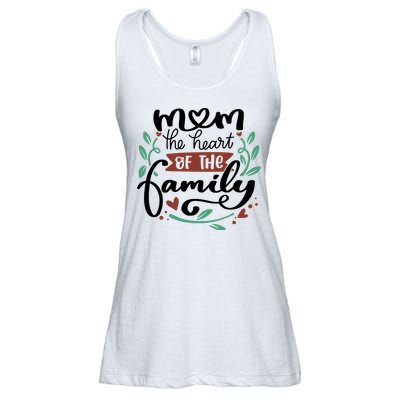 Mom The Heart Of The Family Cute Gift Ladies Essential Flowy Tank