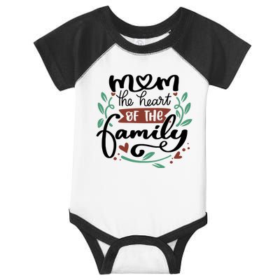 Mom The Heart Of The Family Cute Gift Infant Baby Jersey Bodysuit