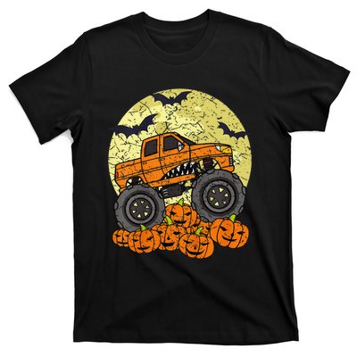 Monster Truck Halloween Jack O Lantern Moon Pumpkin T-Shirt