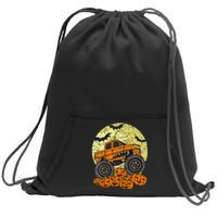 Monster Truck Halloween Jack O Lantern Moon Pumpkin Sweatshirt Cinch Pack Bag