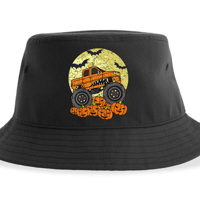 Monster Truck Halloween Jack O Lantern Moon Pumpkin Sustainable Bucket Hat