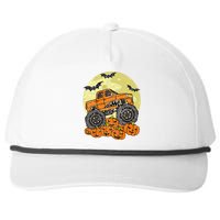 Monster Truck Halloween Jack O Lantern Moon Pumpkin Snapback Five-Panel Rope Hat