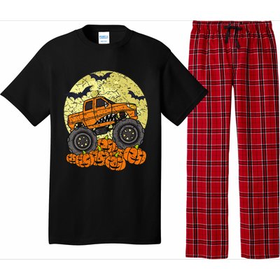 Monster Truck Halloween Jack O Lantern Moon Pumpkin Pajama Set