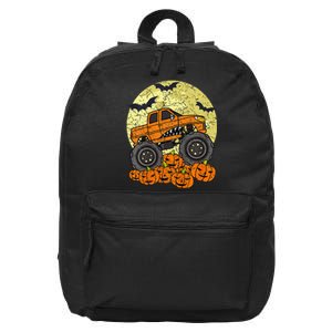 Monster Truck Halloween Jack O Lantern Moon Pumpkin 16 in Basic Backpack