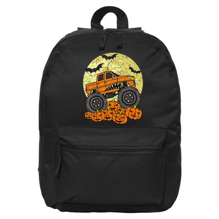 Monster Truck Halloween Jack O Lantern Moon Pumpkin 16 in Basic Backpack