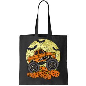 Monster Truck Halloween Jack O Lantern Moon Pumpkin Tote Bag