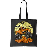 Monster Truck Halloween Jack O Lantern Moon Pumpkin Tote Bag