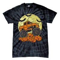 Monster Truck Halloween Jack O Lantern Moon Pumpkin Tie-Dye T-Shirt