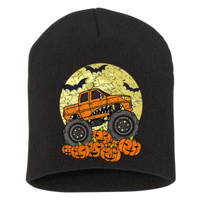 Monster Truck Halloween Jack O Lantern Moon Pumpkin Short Acrylic Beanie