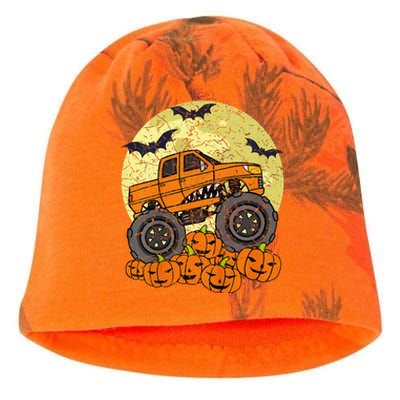 Monster Truck Halloween Jack O Lantern Moon Pumpkin Kati - Camo Knit Beanie