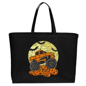 Monster Truck Halloween Jack O Lantern Moon Pumpkin Cotton Canvas Jumbo Tote