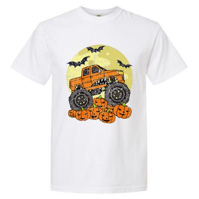 Monster Truck Halloween Jack O Lantern Moon Pumpkin Garment-Dyed Heavyweight T-Shirt