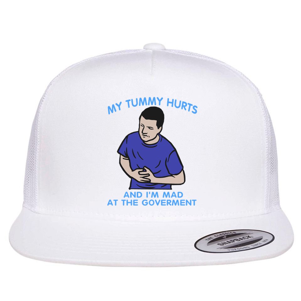 My Tummy Hurts And Im Mad At The Goverment Flat Bill Trucker Hat
