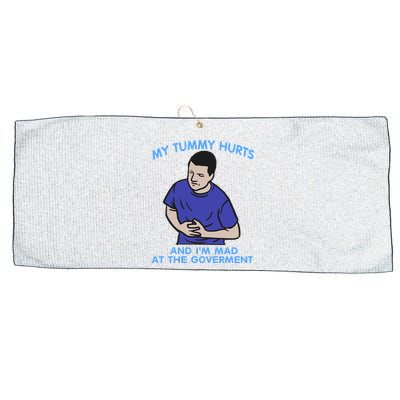 My Tummy Hurts And Im Mad At The Goverment Large Microfiber Waffle Golf Towel