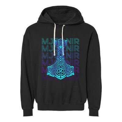 Mjolnir Thor Hammer Norse Mythology Retro Garment-Dyed Fleece Hoodie