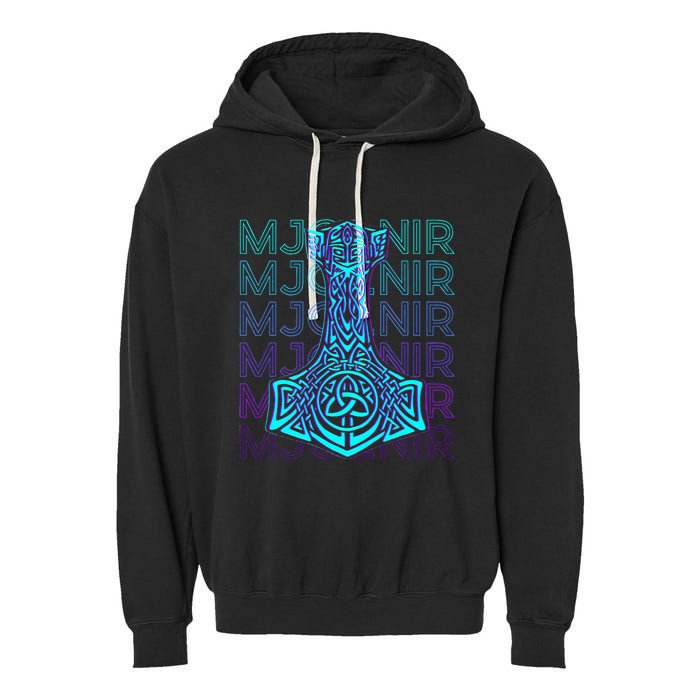 Mjolnir Thor Hammer Norse Mythology Retro Garment-Dyed Fleece Hoodie