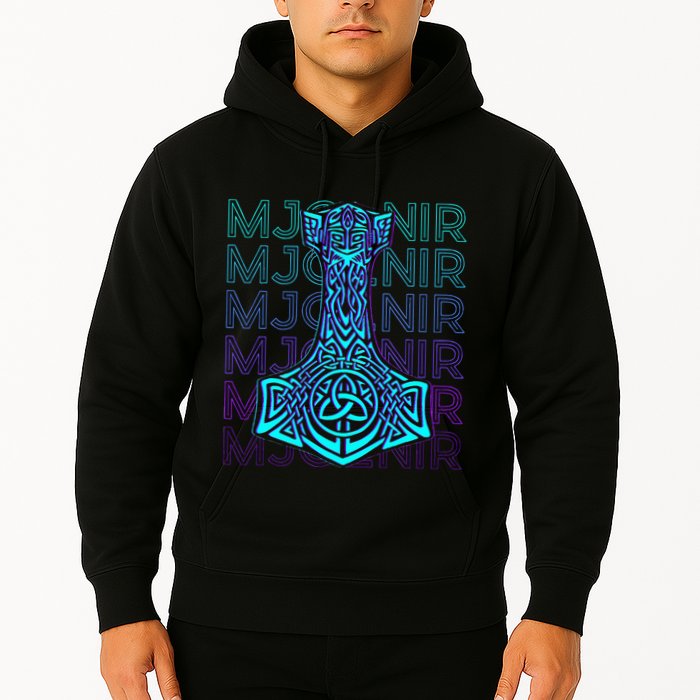 Mjolnir Thor Hammer Norse Mythology Retro Hoodie