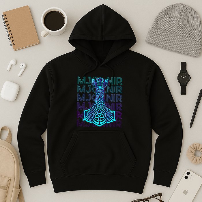 Mjolnir Thor Hammer Norse Mythology Retro Hoodie