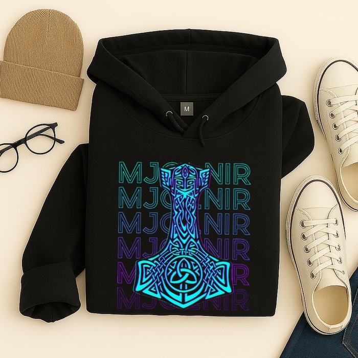 Mjolnir Thor Hammer Norse Mythology Retro Hoodie