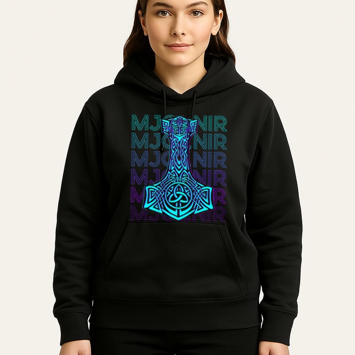 Mjolnir Thor Hammer Norse Mythology Retro Hoodie