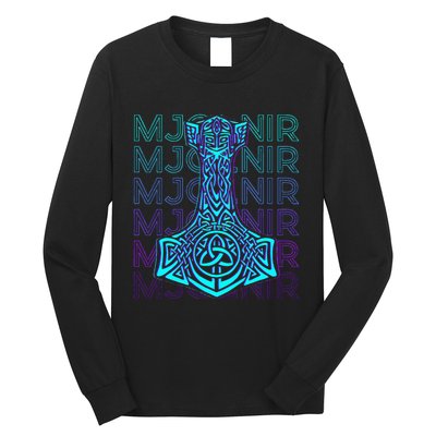 Mjolnir Thor Hammer Norse Mythology Retro Long Sleeve Shirt