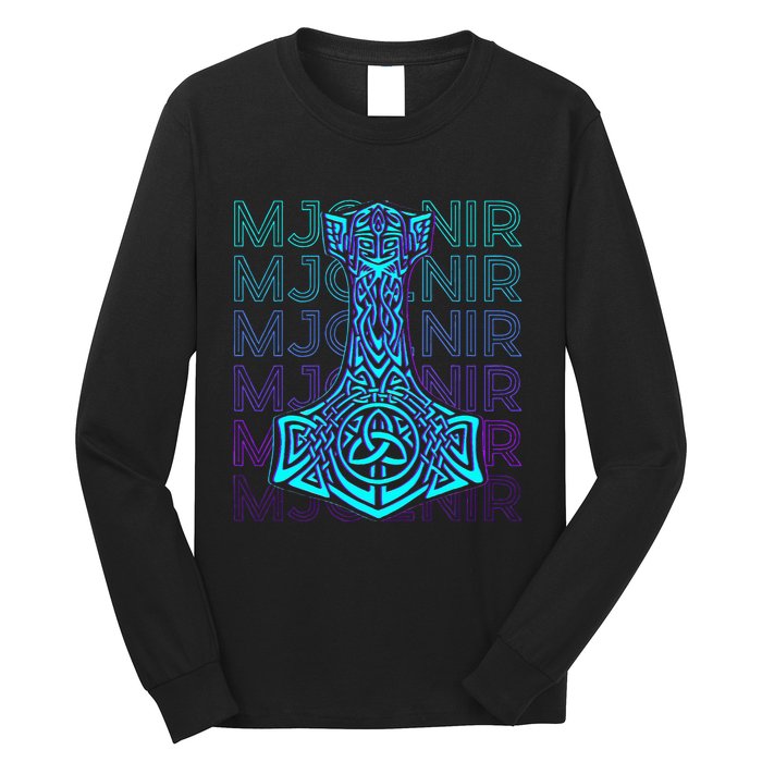 Mjolnir Thor Hammer Norse Mythology Retro Long Sleeve Shirt