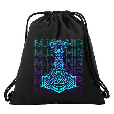 Mjolnir Thor Hammer Norse Mythology Retro Drawstring Bag