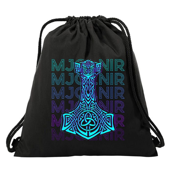Mjolnir Thor Hammer Norse Mythology Retro Drawstring Bag
