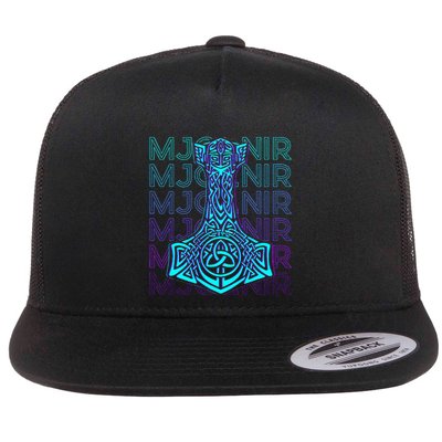 Mjolnir Thor Hammer Norse Mythology Retro Flat Bill Trucker Hat