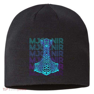 Mjolnir Thor Hammer Norse Mythology Retro Sustainable Beanie