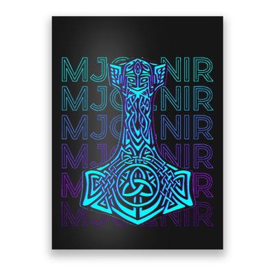 Mjolnir Thor Hammer Norse Mythology Retro Poster