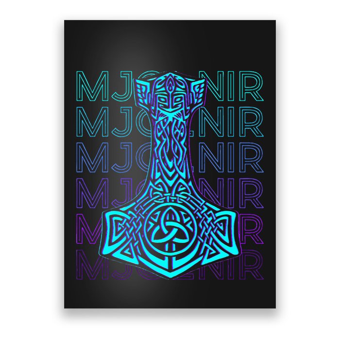 Mjolnir Thor Hammer Norse Mythology Retro Poster