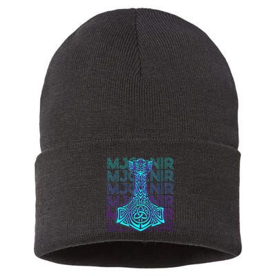 Mjolnir Thor Hammer Norse Mythology Retro Sustainable Knit Beanie