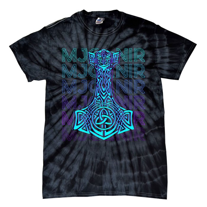 Mjolnir Thor Hammer Norse Mythology Retro Tie-Dye T-Shirt