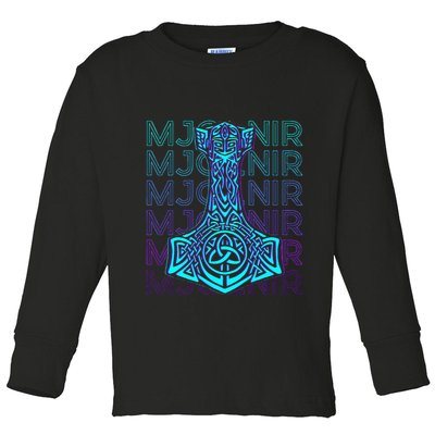 Mjolnir Thor Hammer Norse Mythology Retro Toddler Long Sleeve Shirt