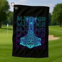Mjolnir Thor Hammer Norse Mythology Retro Golf Towel